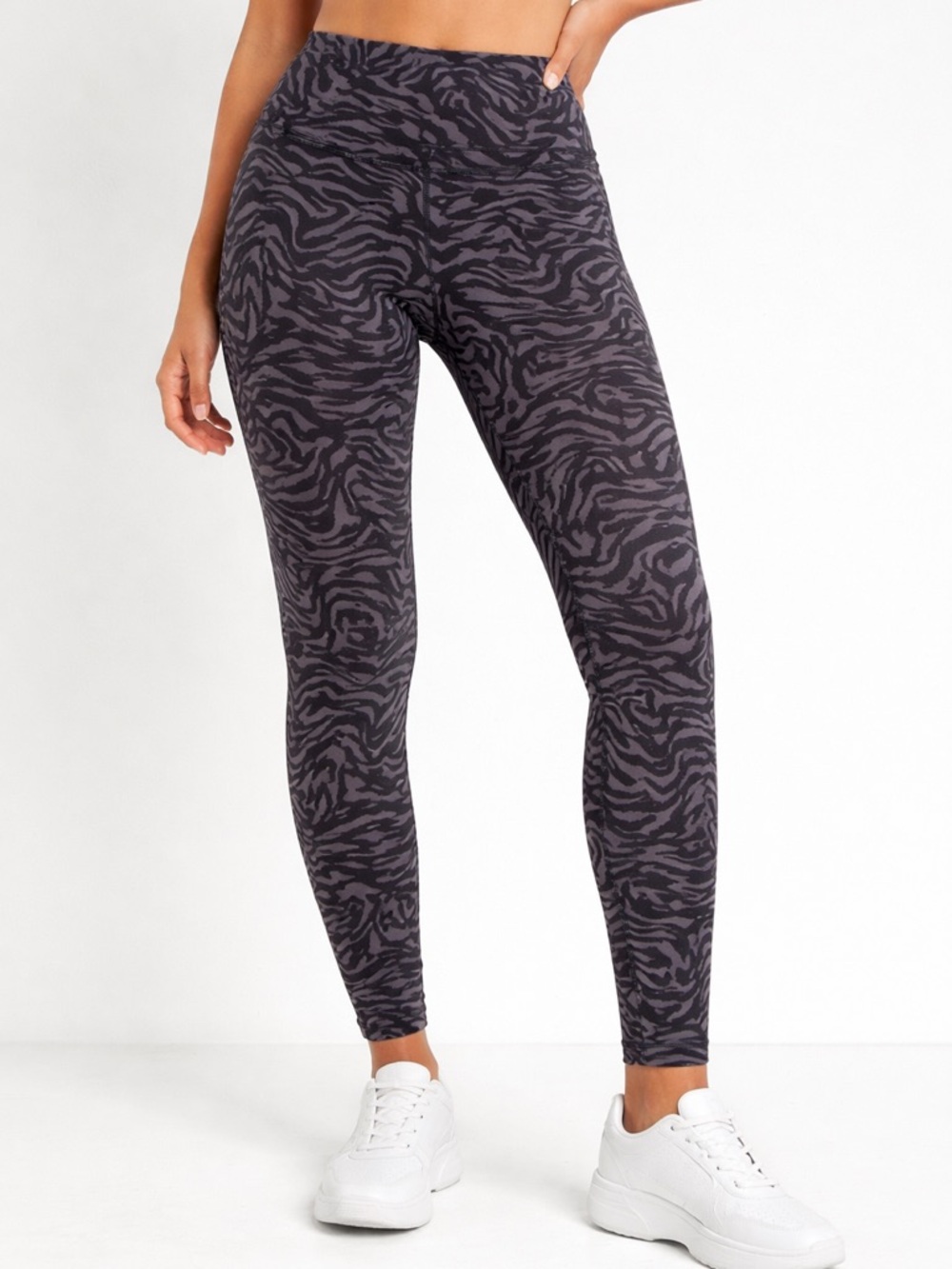 Fabletics High-Waist Zebra Print Leggings - Charcoal